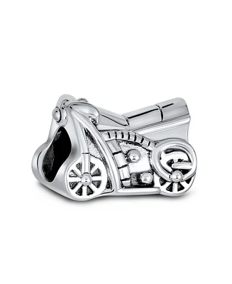 Bling Jewelry Biker Chick Motorcycle Charm Bead Oxidized Sterling Silver for European Bracelet