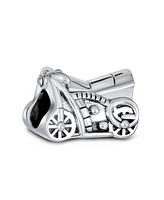 Bling Jewelry Biker Chick Motorcycle Charm Bead Oxidized Sterling Silver for European Bracelet