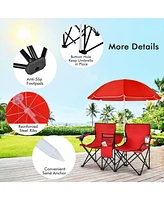 Portable Folding Picnic Double Chair With Umbrella