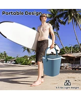 3-in-1 Portable Cooler Bar Table with Bottle Opener and Lift Top Lid for Camping Poolside
