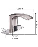 Automatic Sensor Touchless Bathroom Sink Faucet With Deck Plate & Pop Up Drain Polished Chrome