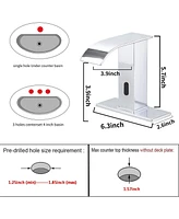 Battery Powered Touchless Single Hole Bathroom Faucet Sensor Deck Mount With Drain Kit In Brushed Nickel
