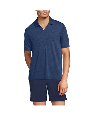 Lands' End Men's Upf 50 Short Sleeve Johnny Collar Polo Rash Guard Shirt