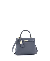 Pre-Owned Hermes Kelly Handbag Grey Togo with Permabrass Hardware