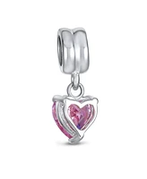 Bling Jewelry Valentines Love Heart Dangle Charm Bead Sterling Silver Bracelet