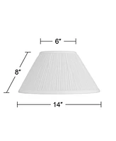 White Mushroom Pleated Medium Lamp Shade 6" Top x 14" Bottom x 8" Slant (Spider) Replacement with Harp and Finial - Springcrest
