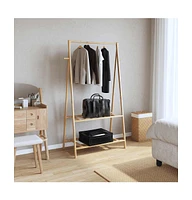 Clothes Rack with Shelves 37.8"x17.9"x59.3" Bamboo