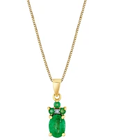 Emerald (7/8 ct. t.w.) & Diamond Accent Pendant Necklace in 14k Yellow Gold, 18"