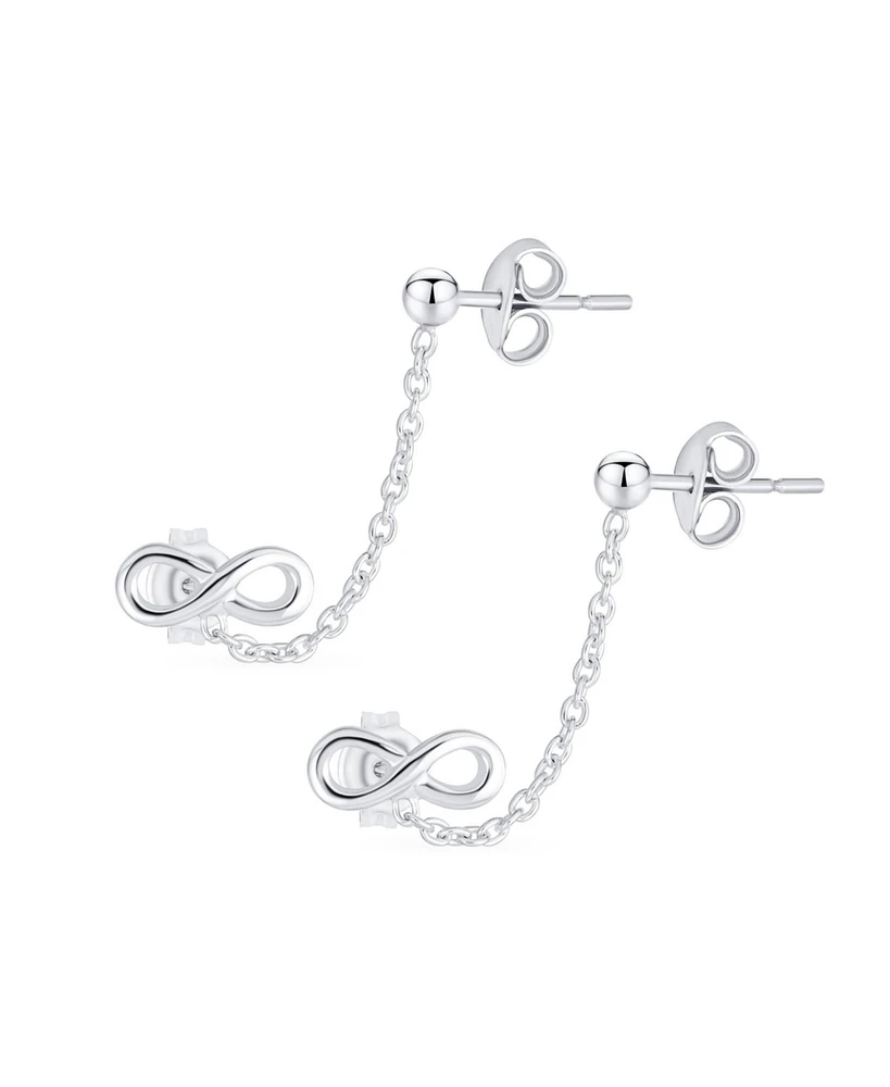 Bling Jewelry Love Knot Infinity Ear Cuff Cartilage Double Pierced Helix Chain Stud Earrings