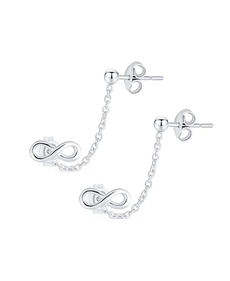 Bling Jewelry Love Knot Infinity Ear Cuff Cartilage Double Pierced Helix Chain Stud Earrings