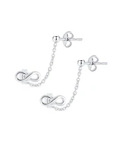 Bling Jewelry Love Knot Infinity Ear Cuff Cartilage Double Pierced Helix Chain Stud Earrings