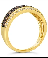 Le Vian Chocolate Diamond & Nude Diamond Multirow Ring (7/8 ct. t.w.) in 14k Gold