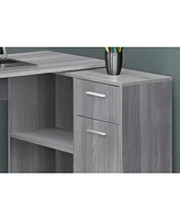 Modern 34" L-Shape Grey Desk Space-Saving Home Office Desk with Storage Drawers