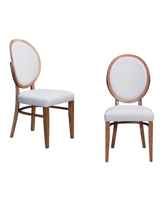 Set of Two Classic King Louis Back Dining Chairs with Fabric Upholstery