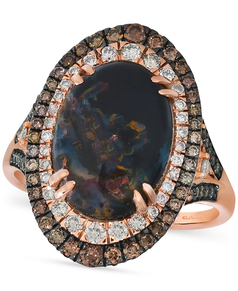 Le Vian Aquadite (4 ct. t.w.) & Diamond (3/4 ct. t.w.) Double Halo Ring in 14k Rose Gold
