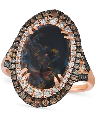 Le Vian Aquadite (4 ct. t.w.) & Diamond (3/4 ct. t.w.) Double Halo Ring in 14k Rose Gold
