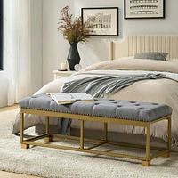 Lauris Classic Tufted Design Storage Bench with Nailhead Trim