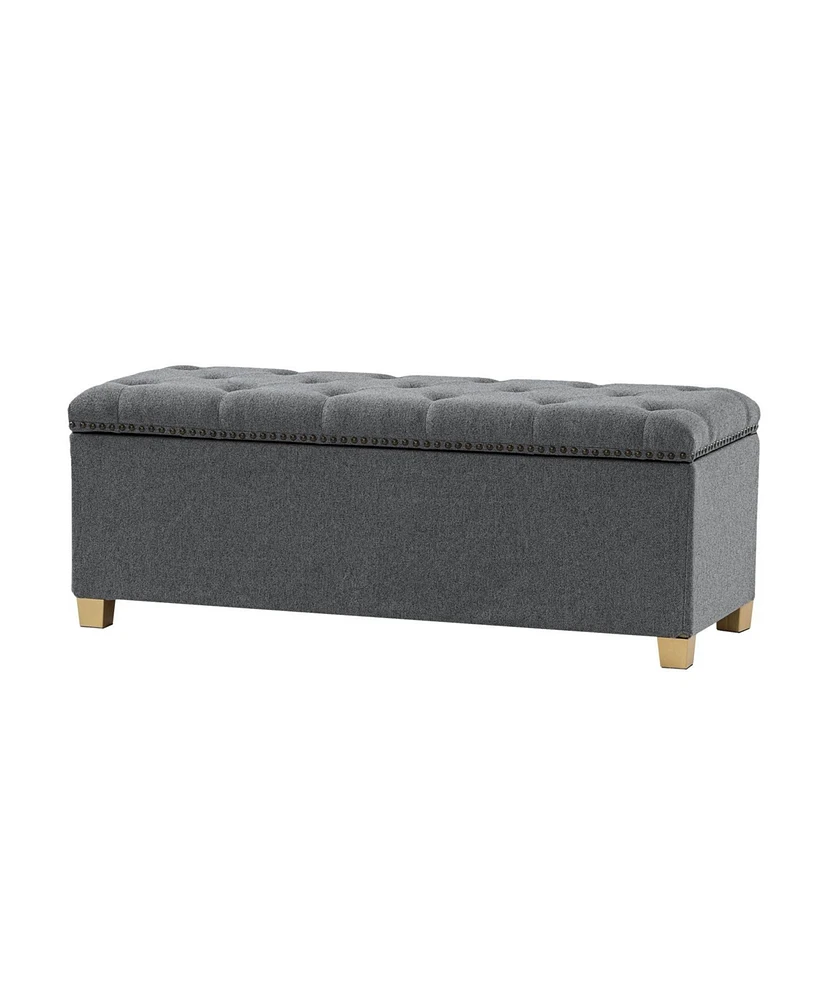 Lauris Classic Tufted Design Storage Bench with Nailhead Trim