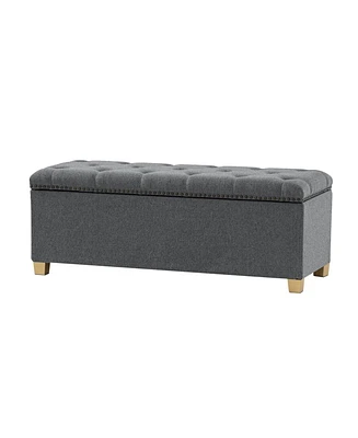Lauris Classic Tufted Design Storage Bench with Nailhead Trim