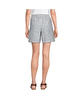 Lands' End Women's Linen High Rise Pull On 7" Shorts