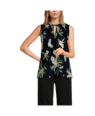 Lands' End Women's Linen Blend Notch Neck Swing Tank Top