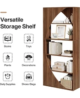 Tribesigns 70.9-Inch Free Standing Tall Bookcase, 5-Tier Bookshelf, Modern Wood Open Storage Shelves for Living Room, Bedroom, Home Office, Walnut