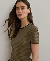 Lauren Ralph Lauren Women's Striped Stretch Cotton Crewneck Tee