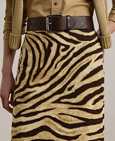 Lauren Ralph Women's Zebra-Print Linen-Cotton Pencil Skirt