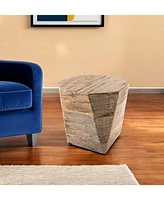 Contemporary Solid Wood End Table with Shelf