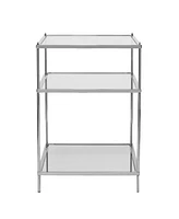 End Table with Glass Top and Mirrored Shelf for Modern Home Decor