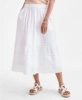 Style & Co Women's Cotton Lace Pull On Tiered Skirt, Exclusively at Macy's