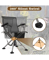 360° Swivel Portable Hunting Chair with Adjustable Legs and Armrests