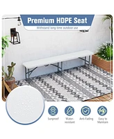 6 Feet Plastic Folding Bench Portable Seat with Handle and Lock
