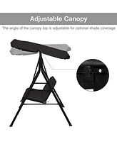 2 Person Weather Resistant Canopy Swing for Porch Garden Backyard Lawn