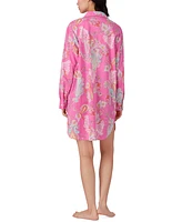 Lauren Ralph Women's Roll-Tab-Sleeve His Shirt Sleepshirt