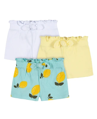 Gerber Toddler Girls 3-Pack Pull-On Knit Shorts, Lemons, 5T