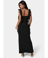 Bebe Women's Jersey Cascade Ruffle Dress