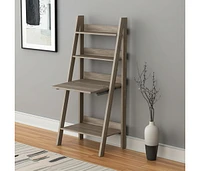 Compact Ladder Writing Desk with Built-in Bookshelves