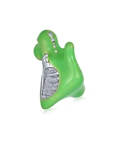 Bling Jewelry Friendly Green Dinosaur Charm Bead Sterling Silver for European Bracelet