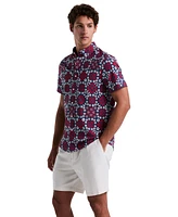 Original Penguin Men's Slim Fit Short Sleeve Medallion Print Button-Down Shirt