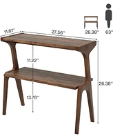 Tribesigns Narrow End Table for Living Room, 2-Tier Slim Sofa Side with Solid Wood Legs, Bedside Table, Nightstand Bedroom