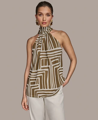 Donna Karan New York Women's High-Neck Printed Halter Top, Regular & Petite