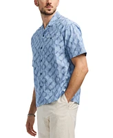 Men's Sonix Relaxed Fit Short Sleeve Wave Print Button-Front Camp Shirt
