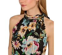 Adrianna Papell Women's Printed Chiffon Halter Dress