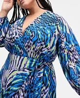 Nina Parker Trendy Plus Crinkle Wrap Dress