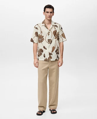 Mango Men's Bowling Collar Floral-Print Shirt