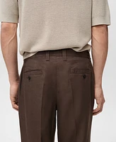 Mango Men's Eu Regular-Fit Linen-Blend Pants