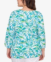 Ruby Rd. Plus Tossed Leaves Embellished Knit Top