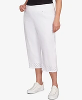 Ruby Rd. Plus Embroidered Hem Soft Stretch Denim Capri Pants