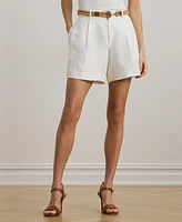 Lauren Ralph Women's Pleated Linen-Blend Twill Shorts
